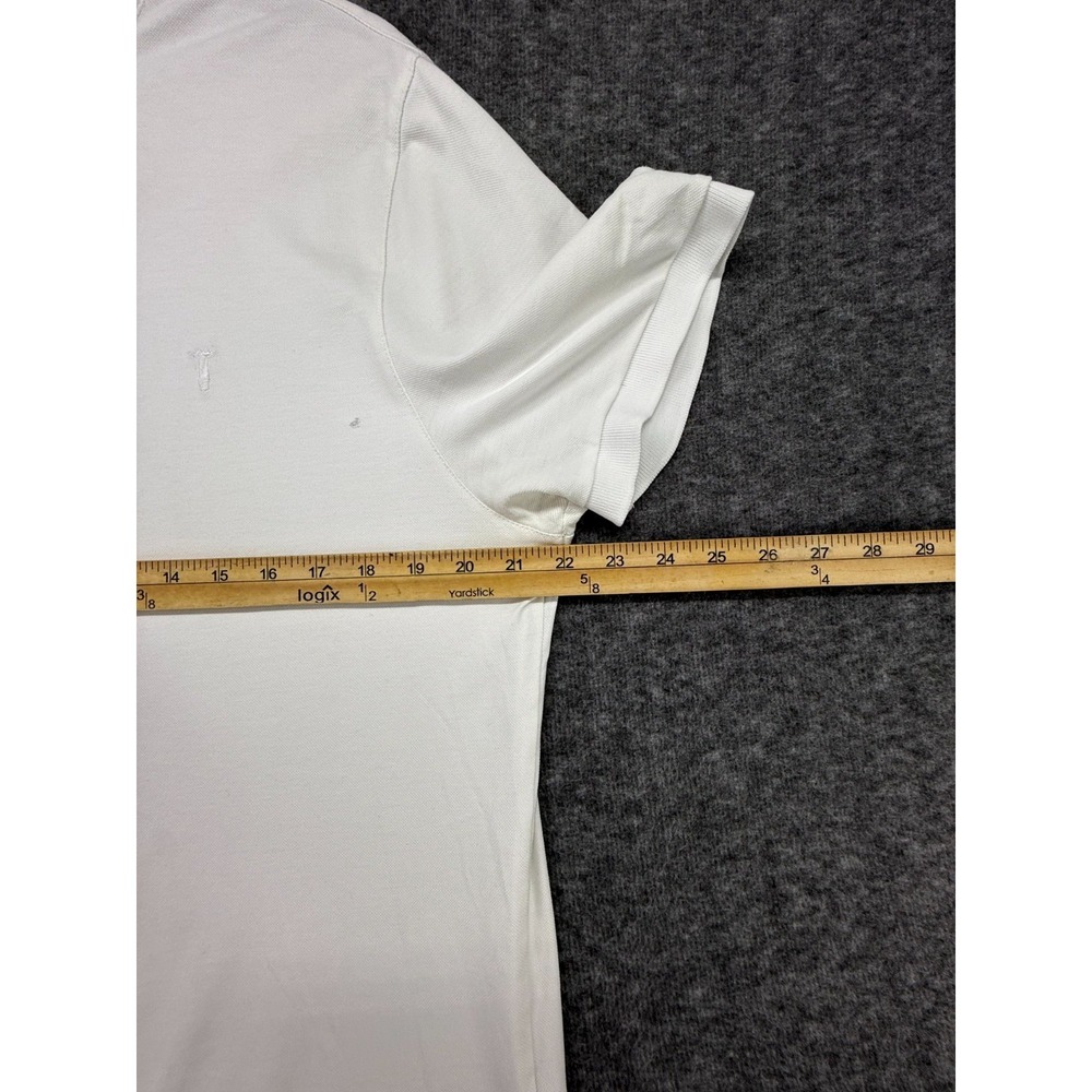 BAOBAB Mens Large White Pima Cotton Polo Shirt Modern Zipper Placket - Picture 6 of 8